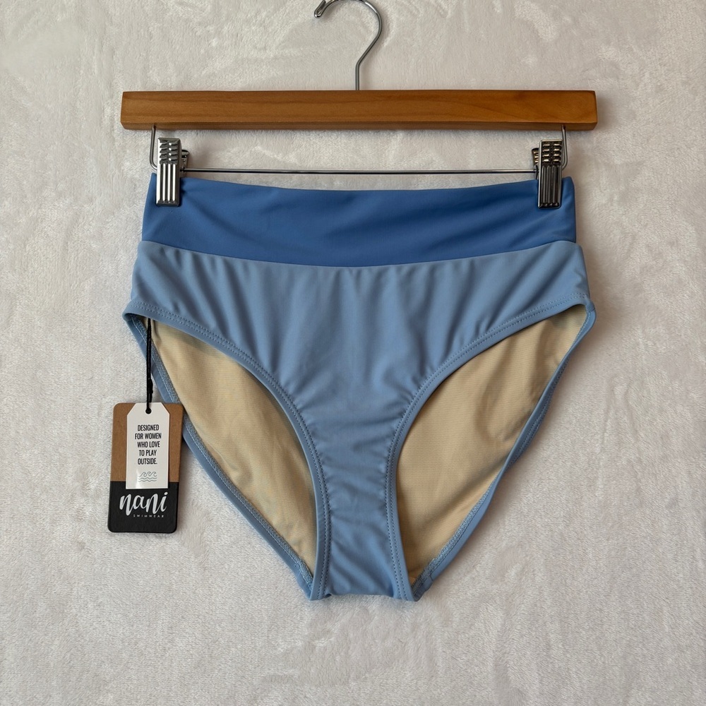 nani Blue‎ High-Waisted Bikini Bottom xs NWT